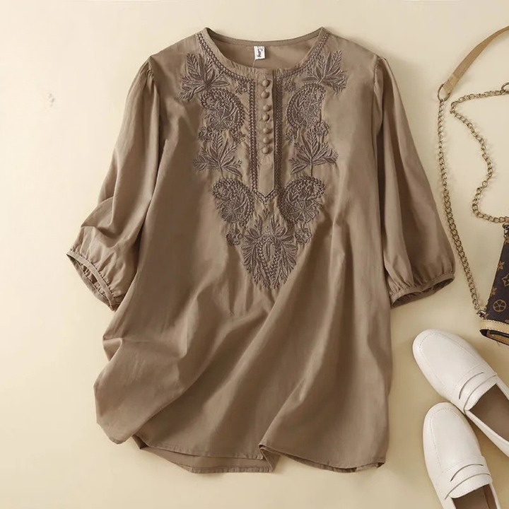 Haley™ | Bestickte Baumwollbluse mit Vintage-Charme