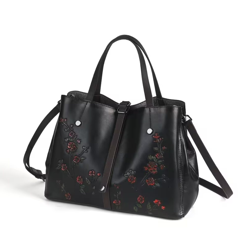 Joline™ – Echtleder Handtasche mit floralem Vintage-Design