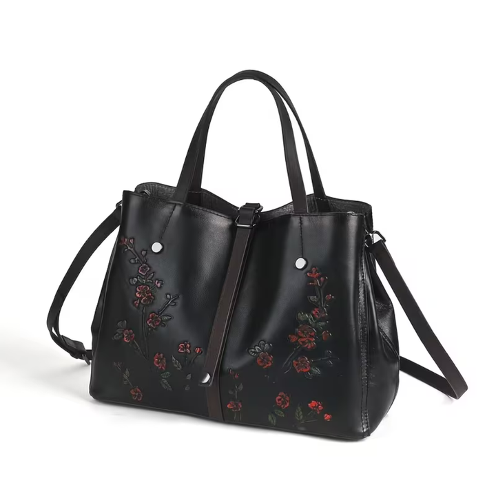 Joline™ – Echtleder Handtasche mit floralem Vintage-Design