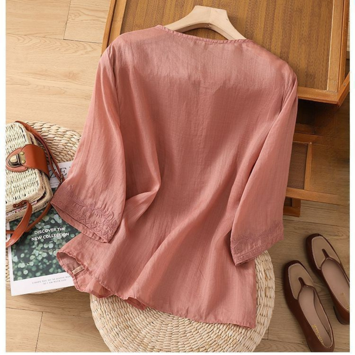 Anouk™ | Bestickte Baumwoll-Leinen-Bluse