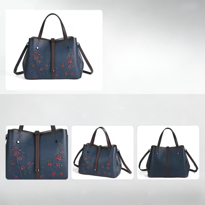 Joline™ – Echtleder Handtasche mit floralem Vintage-Design