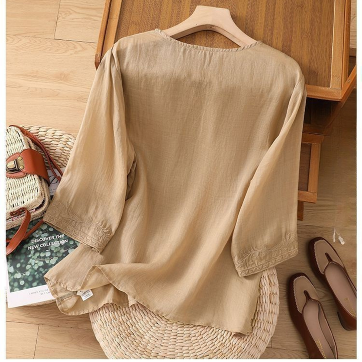 Anouk™ | Bestickte Baumwoll-Leinen-Bluse