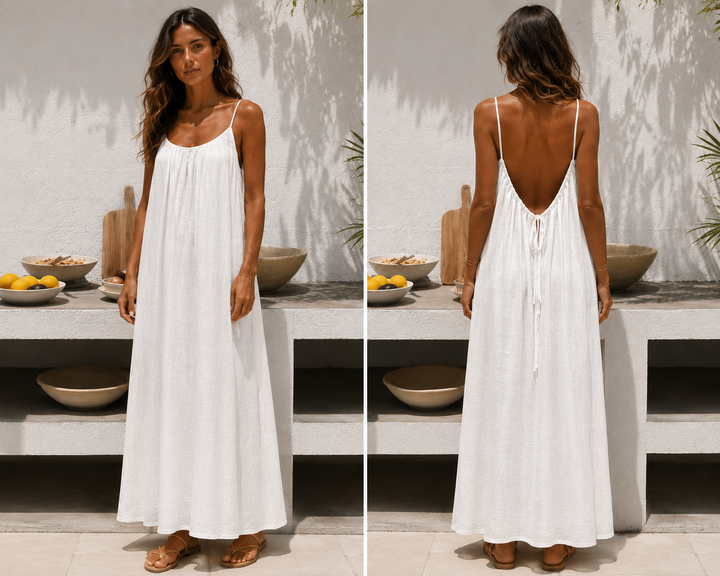 Andrea™ | Langes luftiges Sommerkleid mit verstellbarem offenem Rücken