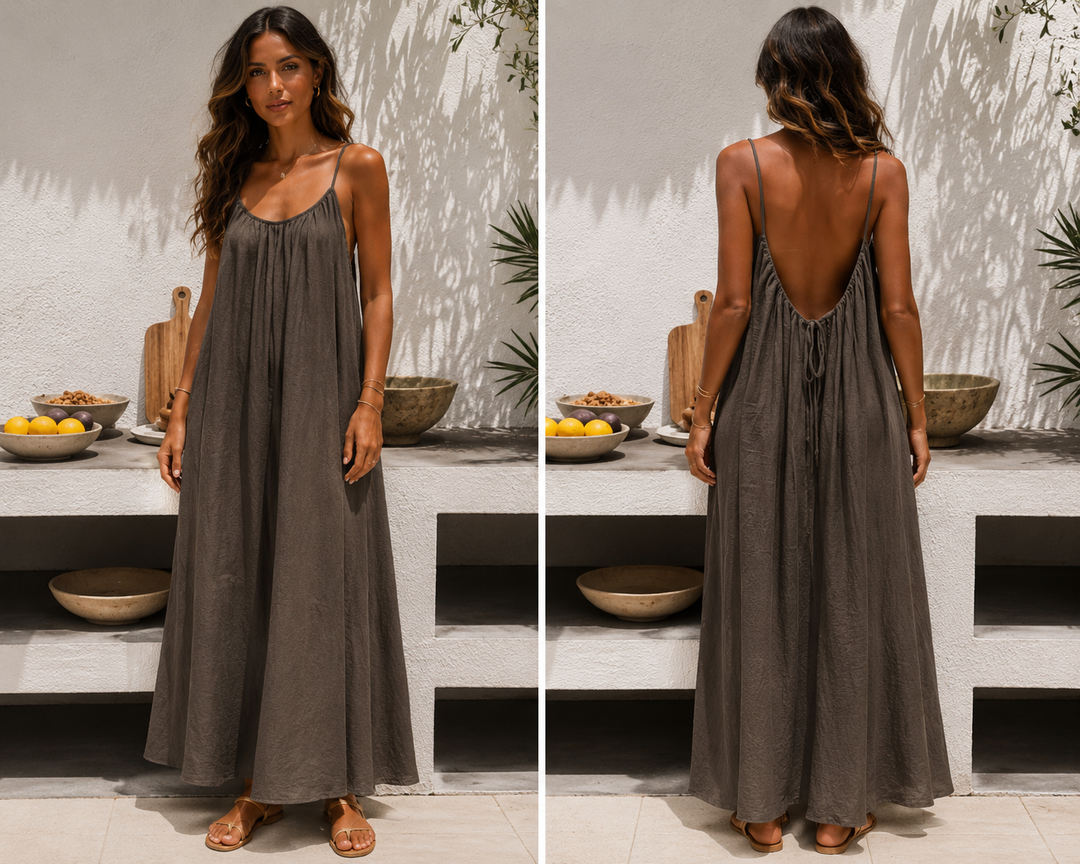 Andrea™ | Langes luftiges Sommerkleid mit verstellbarem offenem Rücken