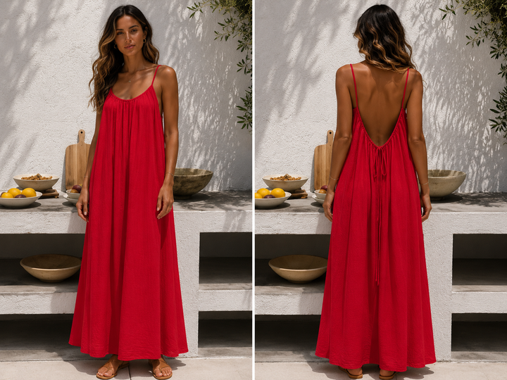 Andrea™ | Langes luftiges Sommerkleid mit verstellbarem offenem Rücken