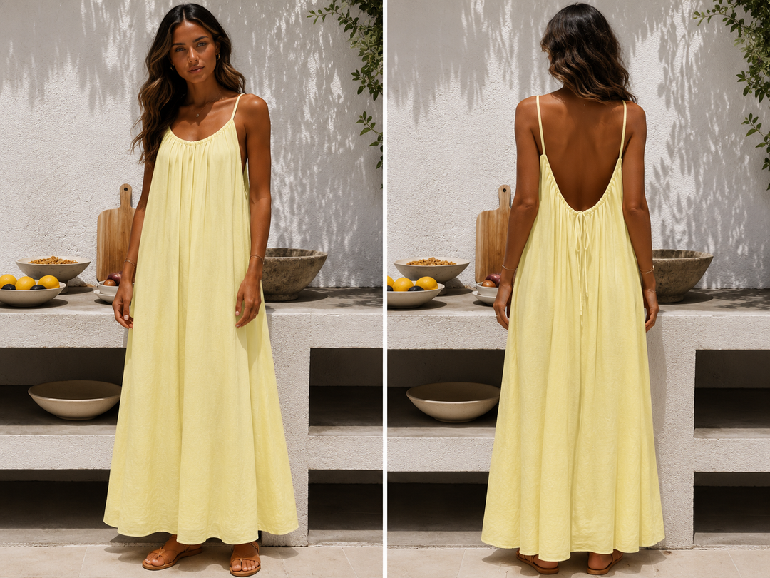 Andrea™ | Langes luftiges Sommerkleid mit verstellbarem offenem Rücken