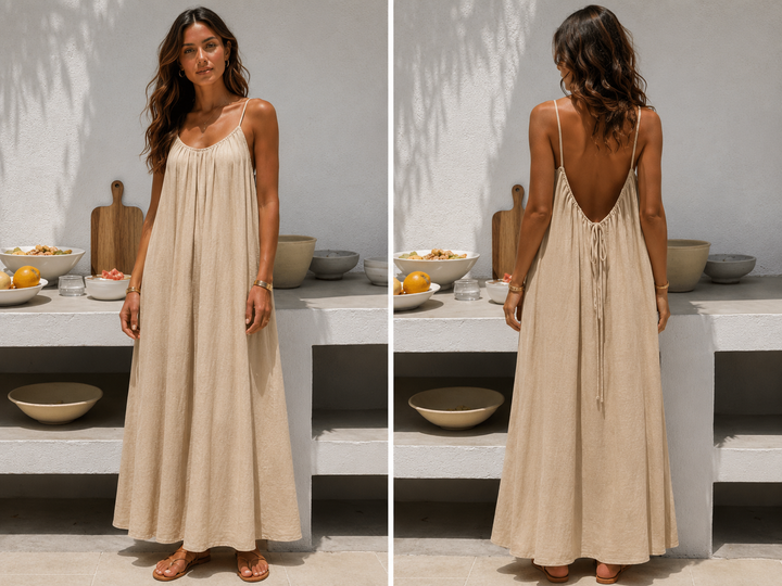 Andrea™ | Langes luftiges Sommerkleid mit verstellbarem offenem Rücken