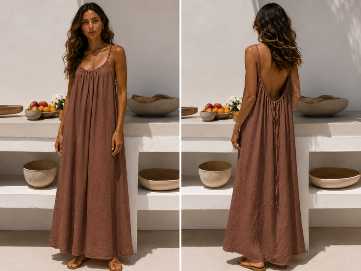 Andrea™ | Langes luftiges Sommerkleid mit verstellbarem offenem Rücken