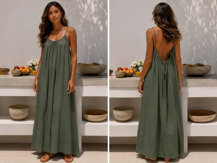 Andrea™ | Langes luftiges Sommerkleid mit verstellbarem offenem Rücken