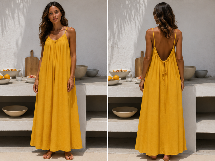 Andrea™ | Langes luftiges Sommerkleid mit verstellbarem offenem Rücken