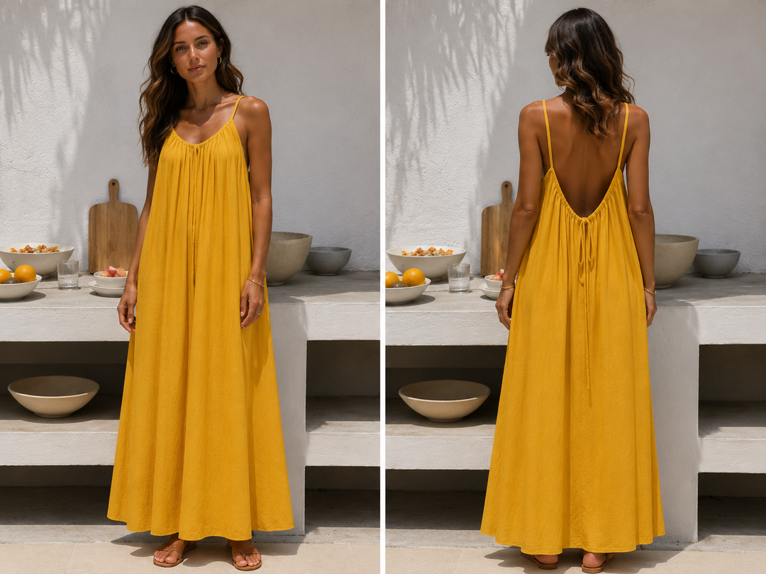 Andrea™ | Langes luftiges Sommerkleid mit verstellbarem offenem Rücken