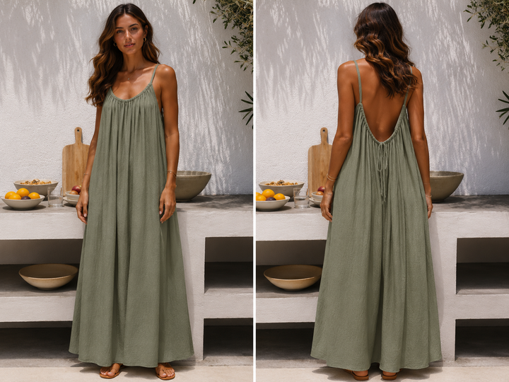 Andrea™ | Langes luftiges Sommerkleid mit verstellbarem offenem Rücken