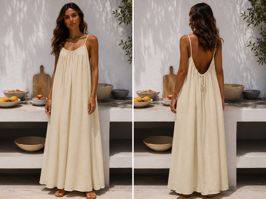 Andrea™ | Langes luftiges Sommerkleid mit verstellbarem offenem Rücken