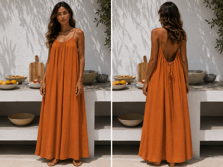 Andrea™ | Langes luftiges Sommerkleid mit verstellbarem offenem Rücken
