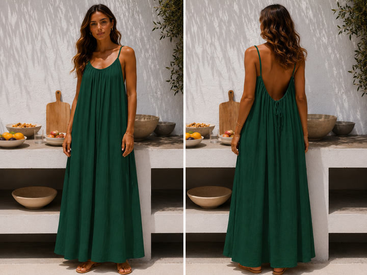 Andrea™ | Langes luftiges Sommerkleid mit verstellbarem offenem Rücken