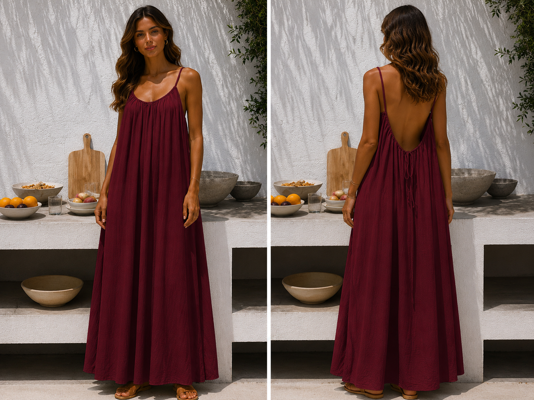 Andrea™ | Langes luftiges Sommerkleid mit verstellbarem offenem Rücken