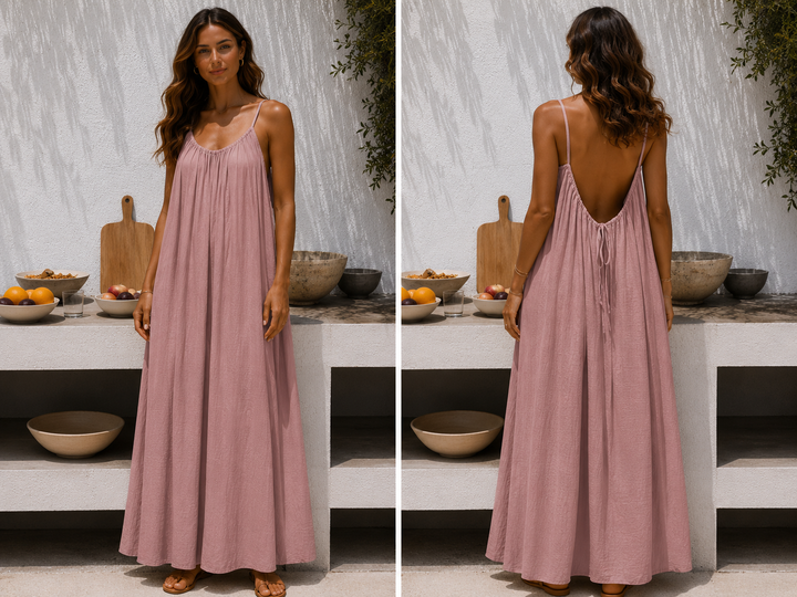 Andrea™ | Langes luftiges Sommerkleid mit verstellbarem offenem Rücken