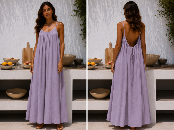 Andrea™ | Langes luftiges Sommerkleid mit verstellbarem offenem Rücken