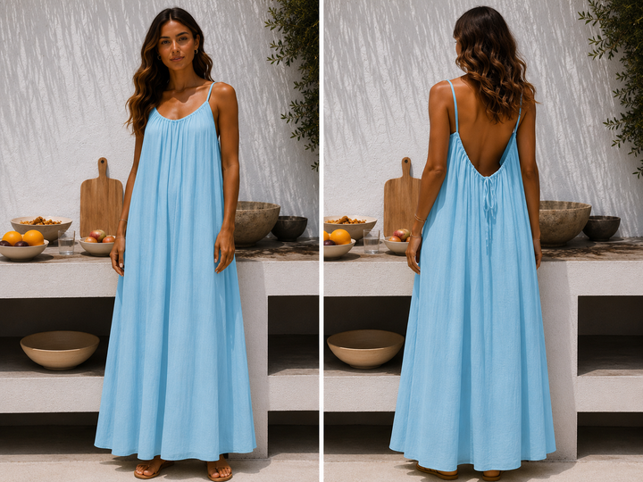 Andrea™ | Langes luftiges Sommerkleid mit verstellbarem offenem Rücken