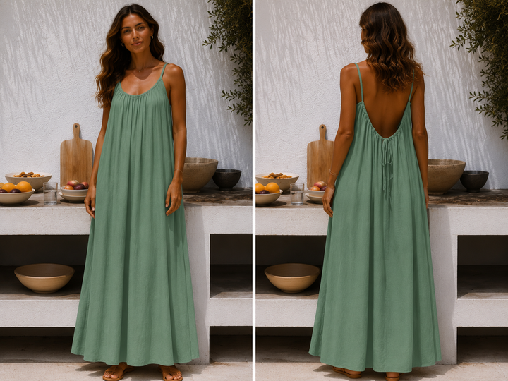 Andrea™ | Langes luftiges Sommerkleid mit verstellbarem offenem Rücken