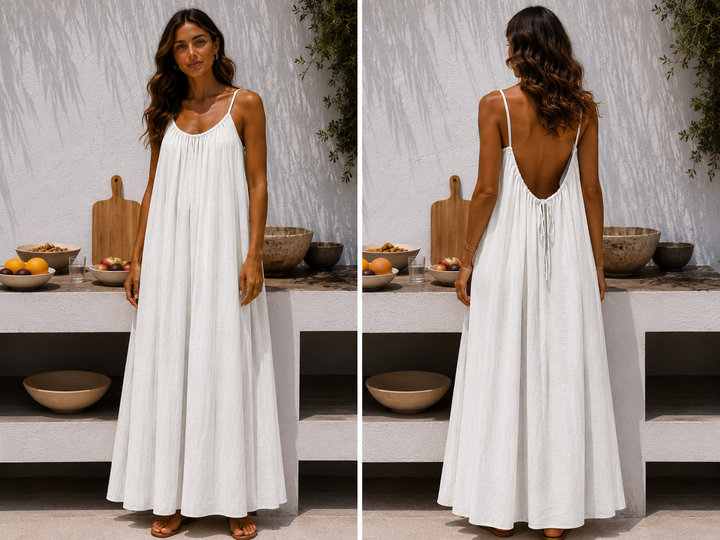 Andrea™ | Langes luftiges Sommerkleid mit verstellbarem offenem Rücken