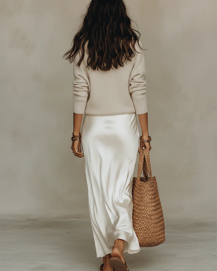 Emma | Satin-Midikleid inkl. Pullover