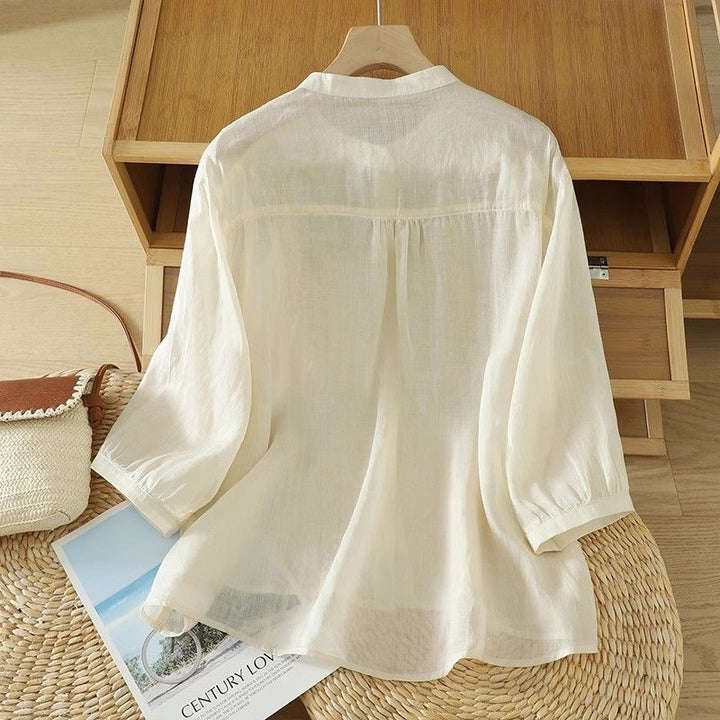 Norah™ | Bestickte Baumwoll-Leinen-Bluse