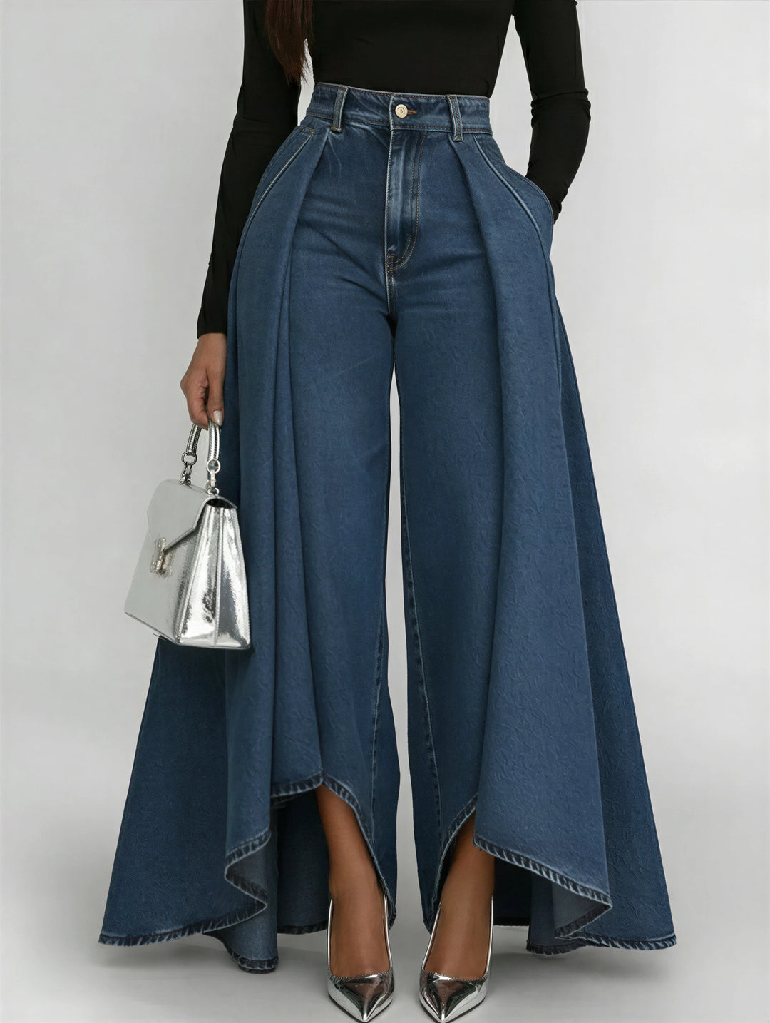 Elara | Elegante Jeans mit plissiertem High Schnitt