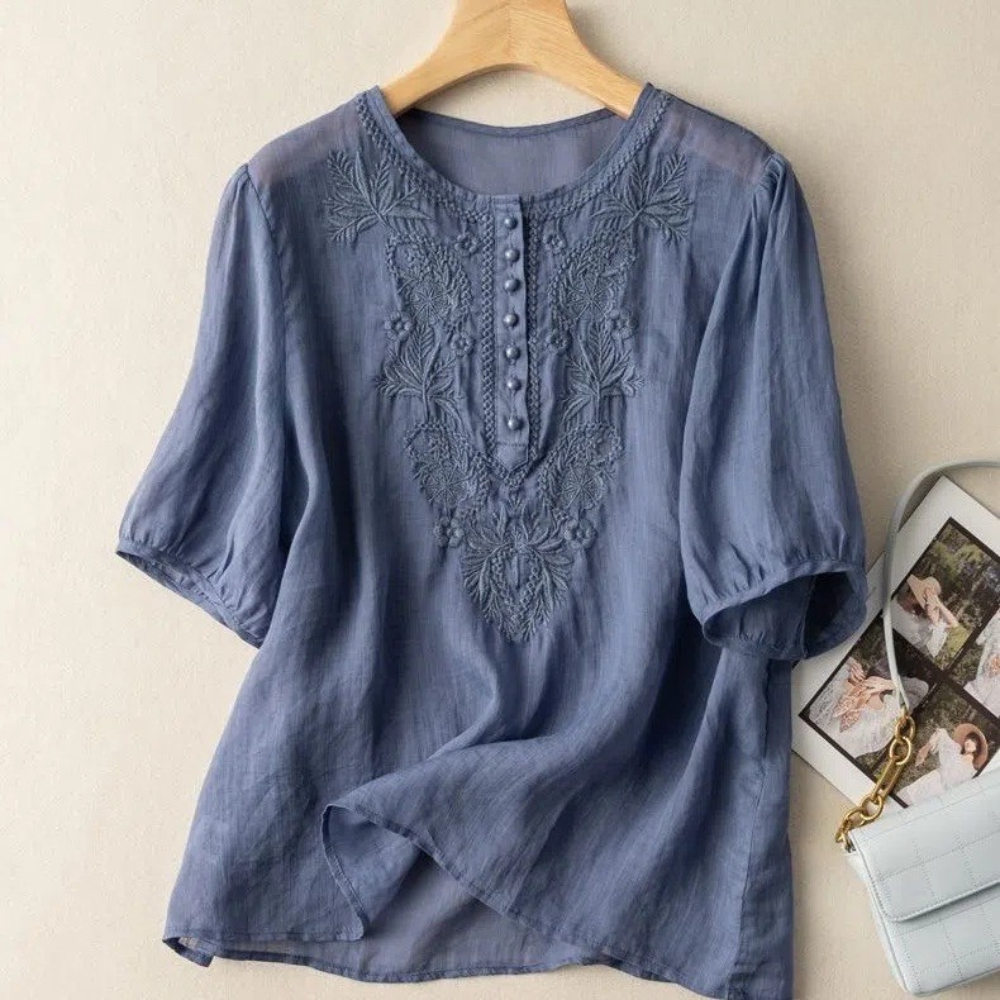 Haley™ | Bestickte Baumwollbluse mit Vintage-Charme