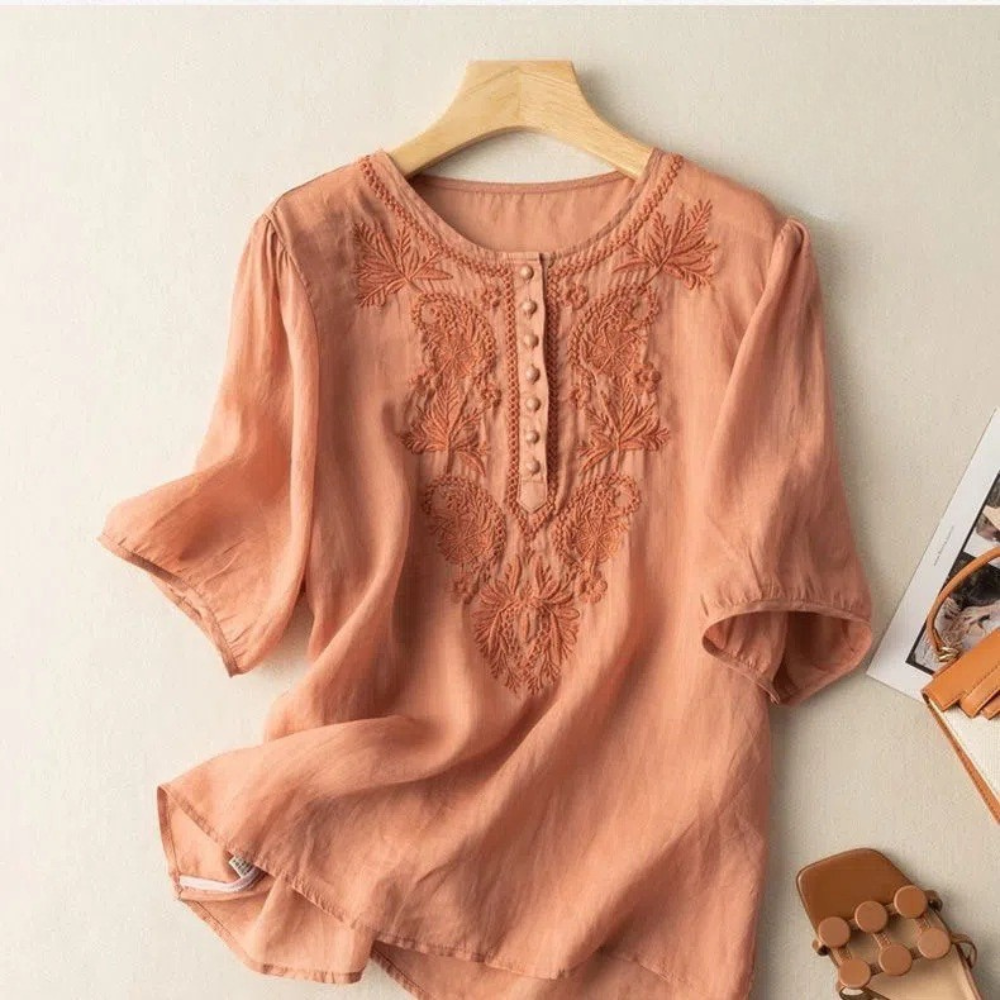Haley™ | Bestickte Baumwollbluse mit Vintage-Charme