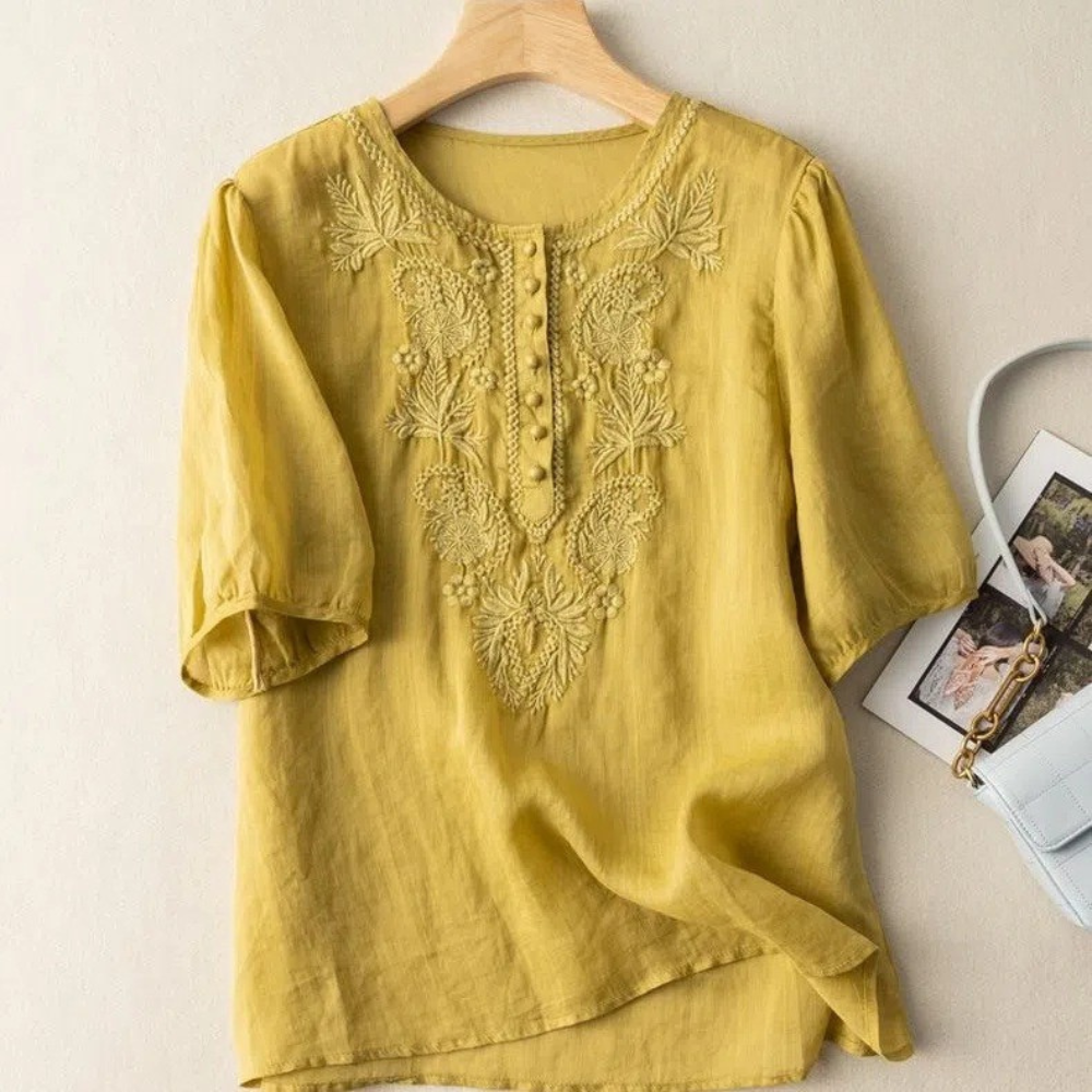 Haley™ | Bestickte Baumwollbluse mit Vintage-Charme