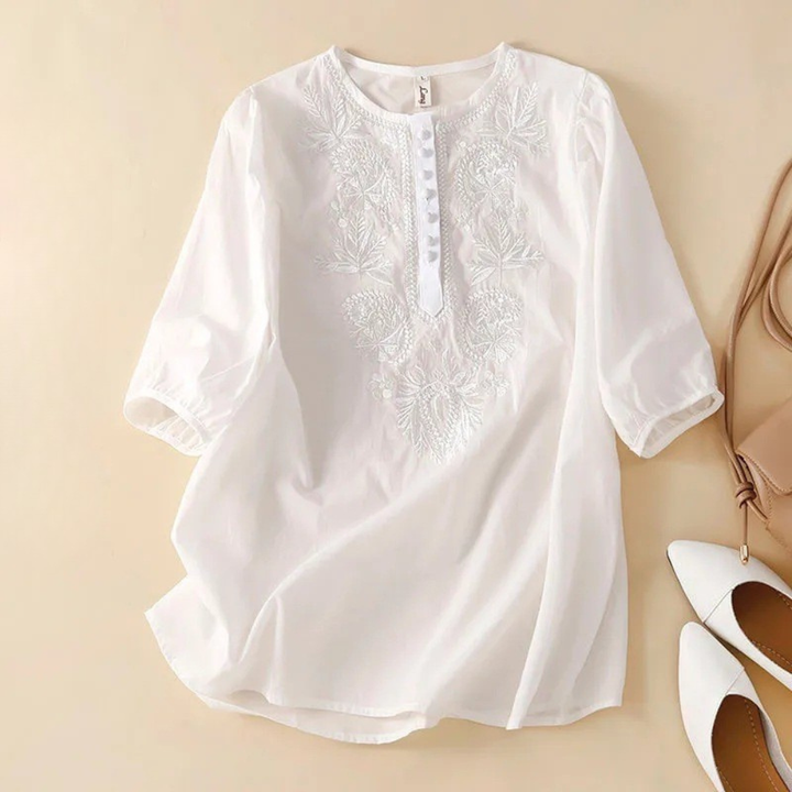 Haley™ | Bestickte Baumwollbluse mit Vintage-Charme
