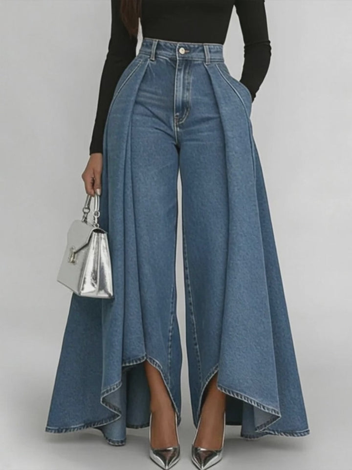 Elara | Elegante Jeans mit plissiertem High Schnitt